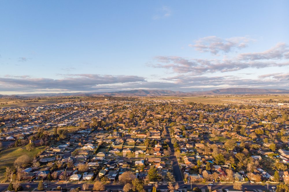 Aerial,Hdr,Shot,Of,Bathurst,Suburb,During,A,Scenic,Sunset.